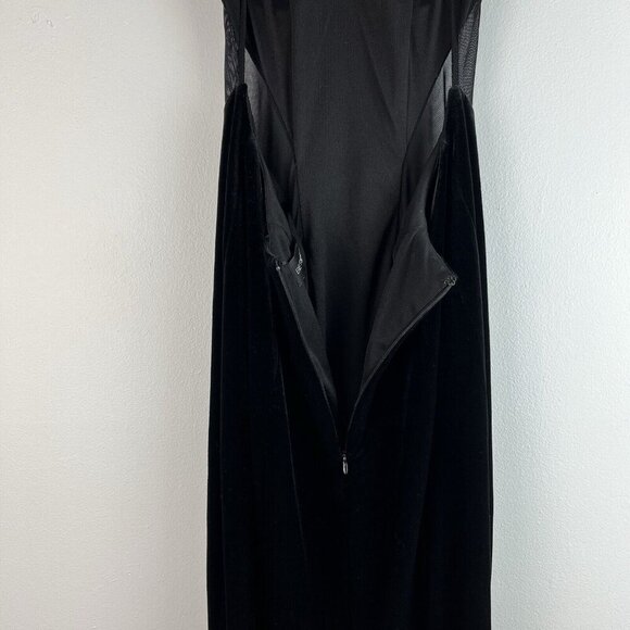 Vtg Betsy & Adam Black Velvet Maxi Dress Size 2 Sheer‎ Cut Out Formal Prom - Picture 11 of 14